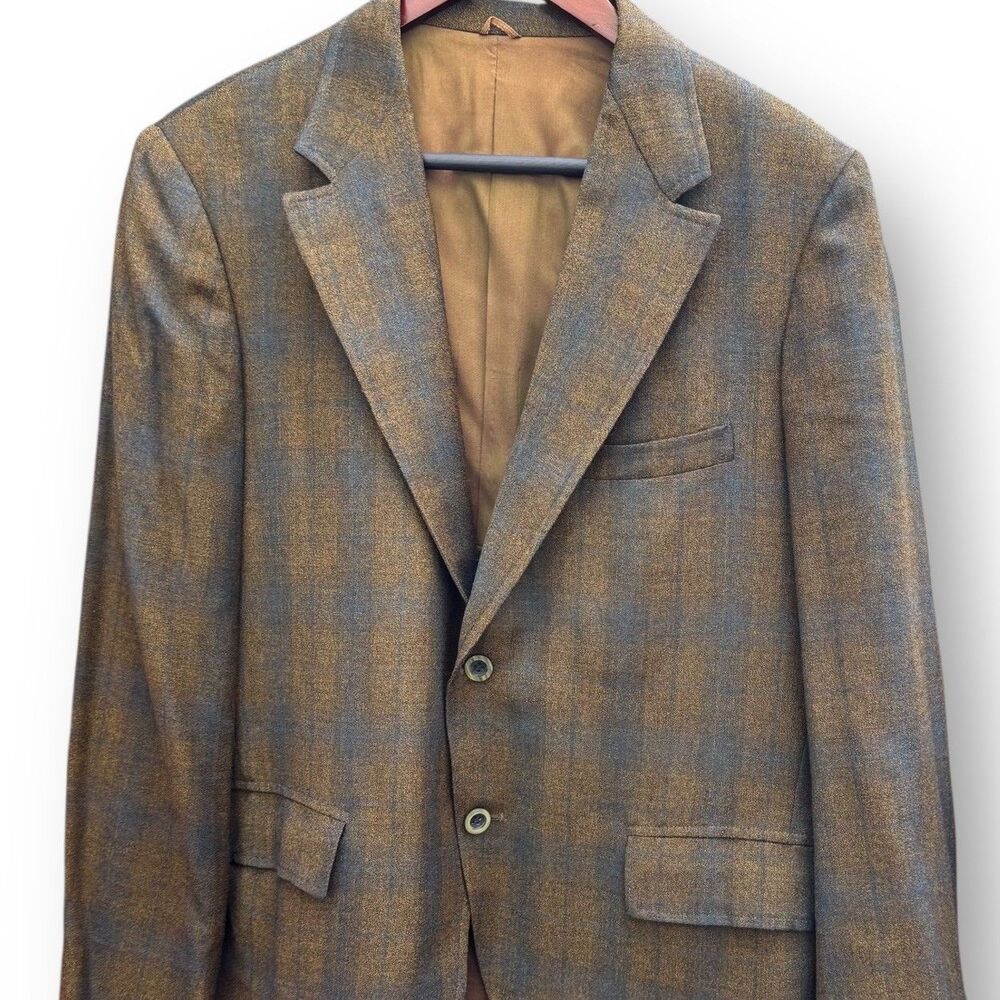 1968 Cape Cod Bronze Plaid Wool Blazer 38S Dinner Jacket Vintage Sport Coat USA